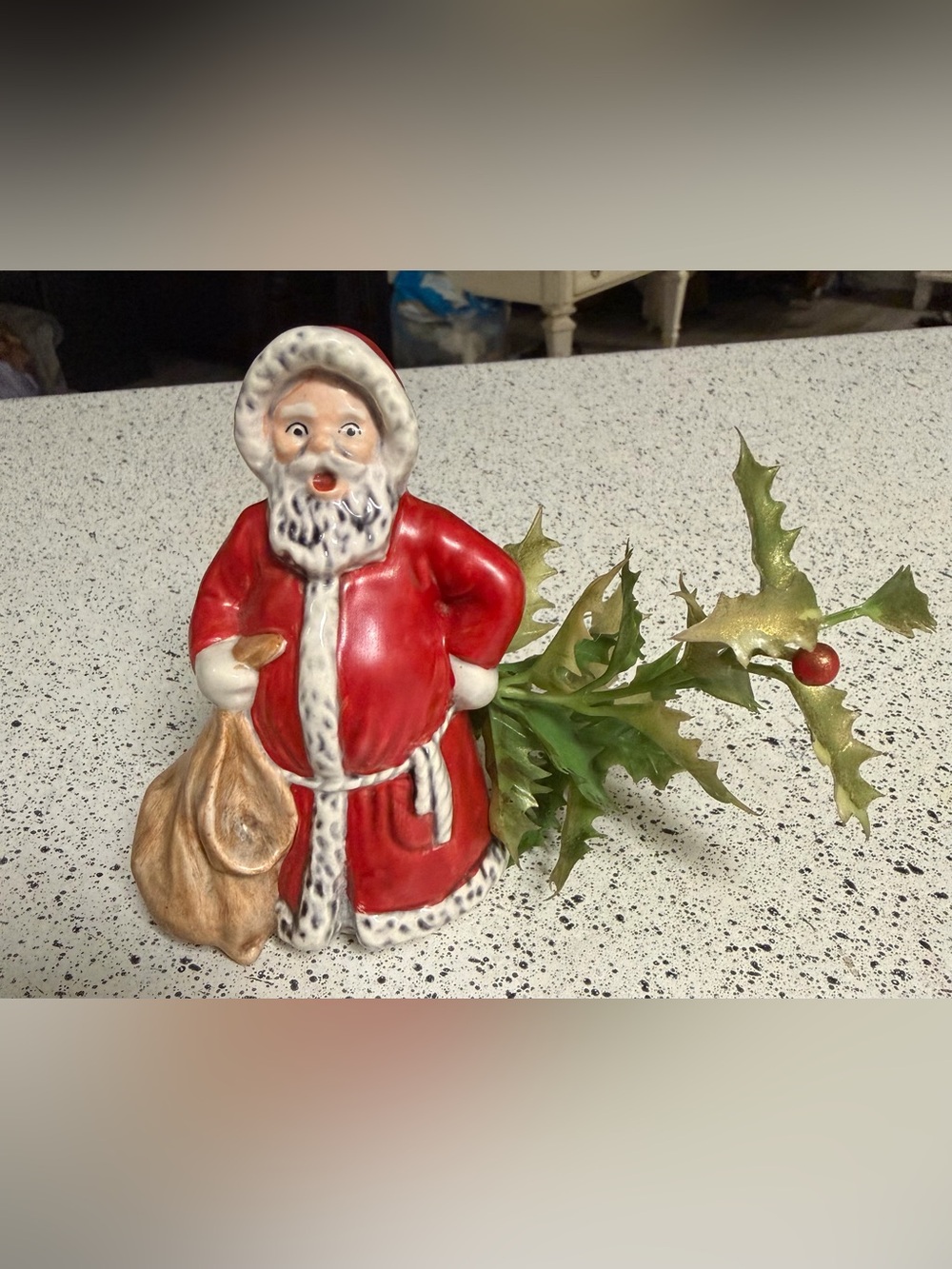 Vintage Goebel 1975 Red Santa with Toy Sack Figurine Surprised Face West Germany